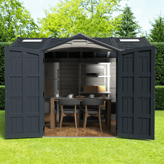 Store More Plastic Sheds Saffron Apex Plus 10.5x8ft Vinyl Shed Saffron-AP-105x8 Saffron Apex Plus 10.5x8ft Vinyl Shed 5055715944052