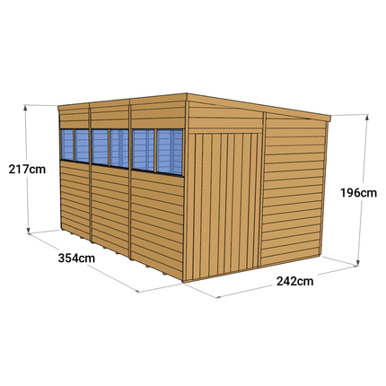 Store More Wooden Shed Store More 12 x 8 Pressure Treated Overlap Pent Shed - 12x8 Windowed Store More 12 x 8 Pressure Treated Overlap Pent Shed - 12x8 Windowed