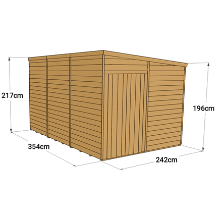 Store More Wooden Shed Store More 12 x 8 Pressure Treated Overlap Pent Shed - 12x8 Windowed Store More 12 x 8 Pressure Treated Overlap Pent Shed - 12x8 Windowed