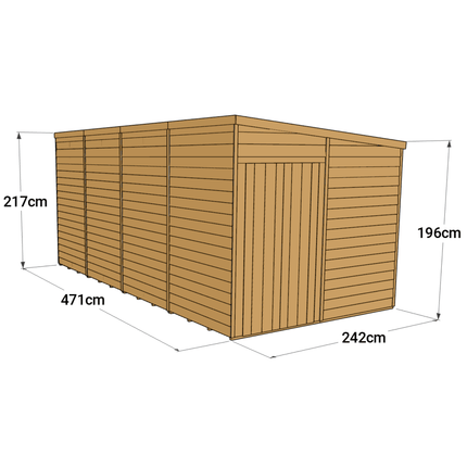 Store More Wooden Shed Store More 16 x 8 Pressure Treated Overlap Pent Shed Store More 16 x 8 Pressure Treated Overlap Pent Shed