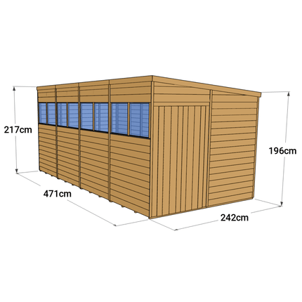 Store More Wooden Shed Store More 16 x 8 Pressure Treated Overlap Pent Shed Store More 16 x 8 Pressure Treated Overlap Pent Shed