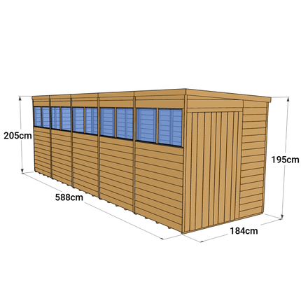 Store More Wooden Shed Store More 20 x 6 Pressure Treated Overlap Pent Shed Store More 20 x 6 Pressure Treated Overlap Pent Shed