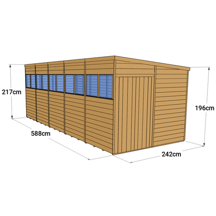 Store More Wooden Shed Store More 20 x 8 Pressure Treated Overlap Pent Shed Store More 20 x 8 Pressure Treated Overlap Pent Shed