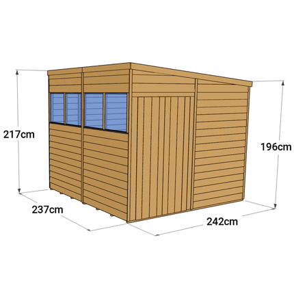 Store More Wooden Shed Store More 8 x 8 Pressure Treated Overlap Pent Shed Store More 8 x 8 Pressure Treated Overlap Pent Shed