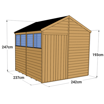 Store More Wooden Shed Store More 8x8 Shed Apex Overlap Windowed SM-OL-A-8x8W 5055280414639