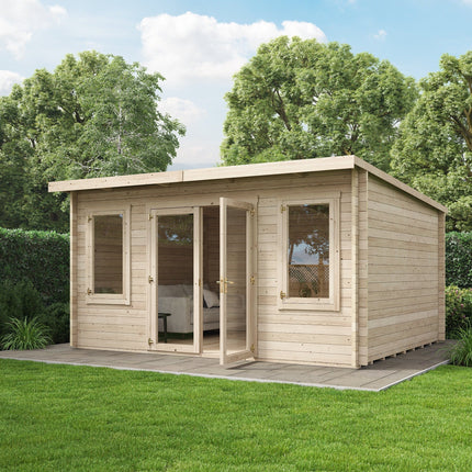 StoreMore Log Cabin Store More Ashley Pent Log Cabin Garden Room - 4.5m x 3.5m SM-Ashley-UT-4.5x3.5 Store More Ashley Pent Log Cabin Garden Room - 4.5m x 3.5m 5055280415759
