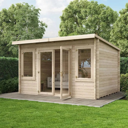 StoreMore Log Cabin Store More Ashley Pent Log Cabin Garden Room - 4x3m SM-Ashley-UT-4.0x3.0 Store More Ashley Pent Log Cabin Garden Room - 4x3m 5055280415742