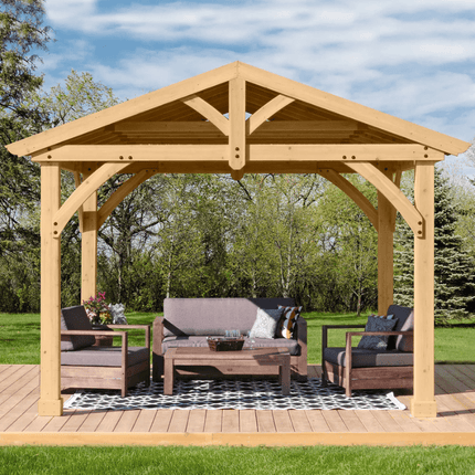 Yardistry Direct Gazebos Yardistry Carolina Wooden Pavilion with Roof – 13ft x 11ft (4m x 3.4m) YM11726X Yardistry Carolina Wooden Pavilion with Roof – 13ft x 11ft (4m x 3.4m) 0628222117261