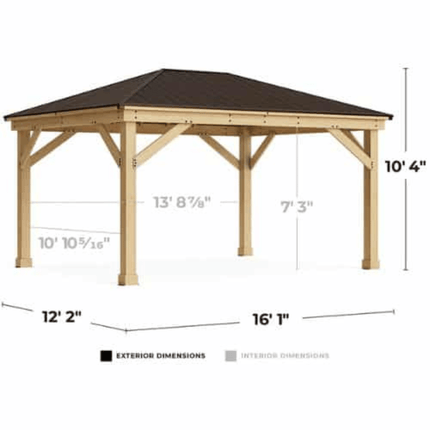 Yardistry Direct Gazebos Yardistry Meridian Gazebo 12ft x 16ft (3.7m x 4.9m) with Rain Guttering YM11915-G Yardistry Meridian Gazebo 12ft x 16ft (3.7m x 4.9m) with Rain Guttering 5061042030931