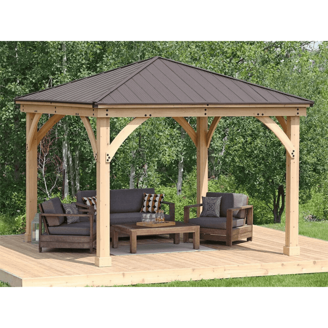 Yardistry Direct Gazebos Yardistry Wooden Gazebo 12ft x 12ft (3.7m x 3.7m), Meridian Series YM11769 Yardistry Wooden Gazebo 12ft x 12ft (3.7m x 3.7m), Meridian Series 5061042030481
