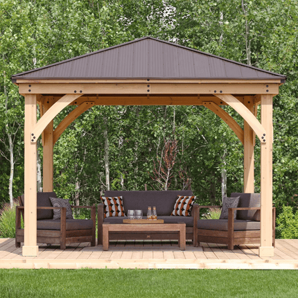 Yardistry Direct Gazebos Yardistry Wooden Gazebo 12ft x 12ft (3.7m x 3.7m), Meridian Series YM11769 Yardistry Wooden Gazebo 12ft x 12ft (3.7m x 3.7m), Meridian Series 5061042030481