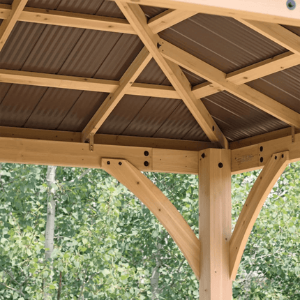 Yardistry Direct Gazebos Yardistry Wooden Gazebo 12ft x 12ft (3.7m x 3.7m) with Rain Guttering Meridian Series YM11769-G Yardistry Wooden Gazebo 12ft x 12ft (3.7m x 3.7m) with Rain Guttering Meridian Series 5061042030870