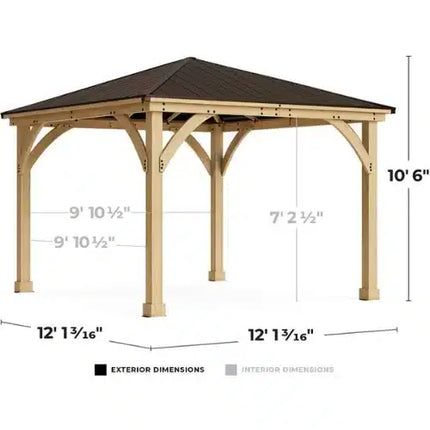 Yardistry Direct Gazebos Yardistry Wooden Gazebo 12ft x 12ft (3.7m x 3.7m) with Single Wall Yardistry Wooden Gazebo 12ft x 12ft (3.7m x 3.7m) with Single Wall