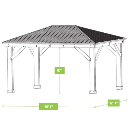 Yardistry Direct Gazebos Yardistry Wooden Gazebo 12ft x 16ft (3.7m x 4.9m), Meridian Series Yardistry Wooden Gazebo 12ft x 16ft (3.7m x 4.9m), Meridian Series