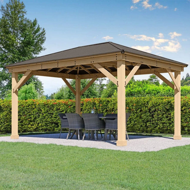 Yardistry Direct Gazebos Yardistry Wooden Gazebo 12ft x 16ft (3.7m x 4.9m), Meridian Series Yardistry Wooden Gazebo 12ft x 16ft (3.7m x 4.9m), Meridian Series