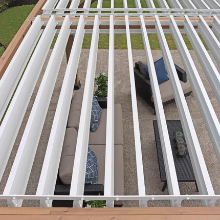 Yardistry Direct Pergola Yardistry 14 x 12 Wooden Pergola With Louvered Roof Yardistry 14 x 12 Wooden Pergola With Louvered Roof