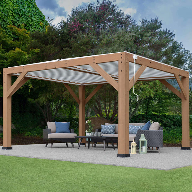 Yardistry Direct Pergola Yardistry 14 x 12 Wooden Pergola With Louvered Roof Yardistry 14 x 12 Wooden Pergola With Louvered Roof