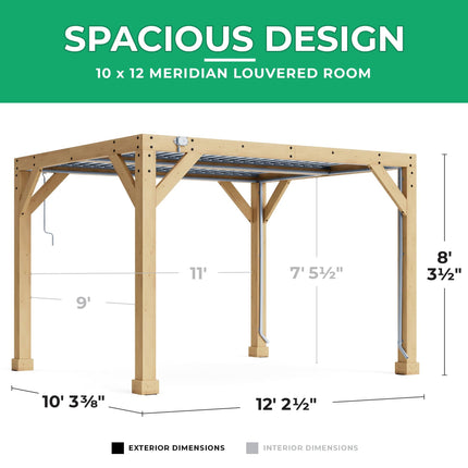 Yardistry Direct Pergola Yardistry Meridian Wood Room with Louvered Roof 10ft x 12ft (3m x 3.7m) Yardistry Meridian Wood Room with Louvered Roof 10ft x 12ft (3m x 3.7m)