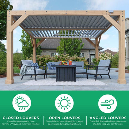 Yardistry Direct Pergola Yardistry Meridian Wood Room with Louvered Roof 10ft x 12ft (3m x 3.7m) Yardistry Meridian Wood Room with Louvered Roof 10ft x 12ft (3m x 3.7m)